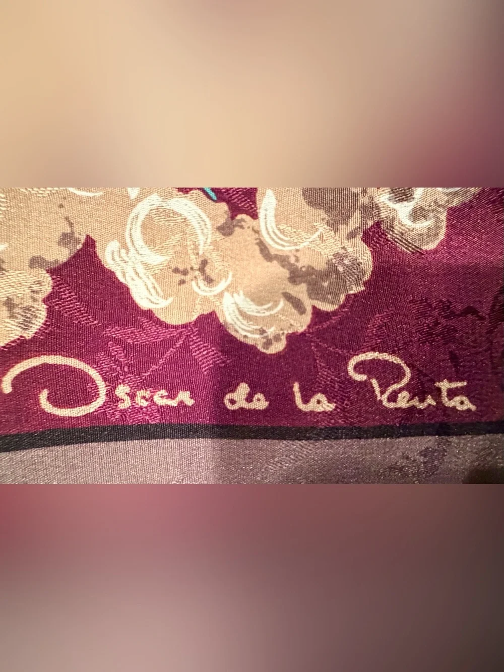 VINTAGE: Oscar de la Renta | ladies floral print square silk scarf